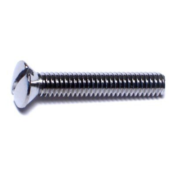 Midwest Fastener #8-32 x 1 in Slotted Oval Machine Screw, Chrome Plated Brass, 15 PK 70143